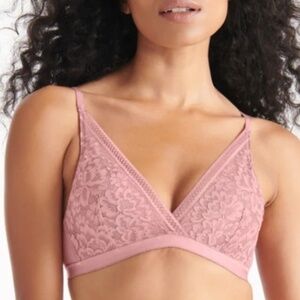 Knix Lace Deep V Bralette Sz XL in Pink Sorbet